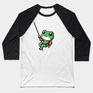 Cute Green frog Abseiling Baseball T-Shirt